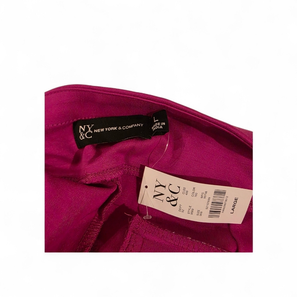 New York & Company Ponte Pull On Bootcut Pants Pink Large - Picture 3 of 4